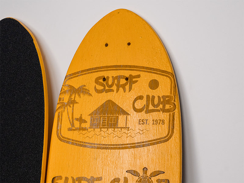 Laser Engraved Wooden Surfboard Skateboard