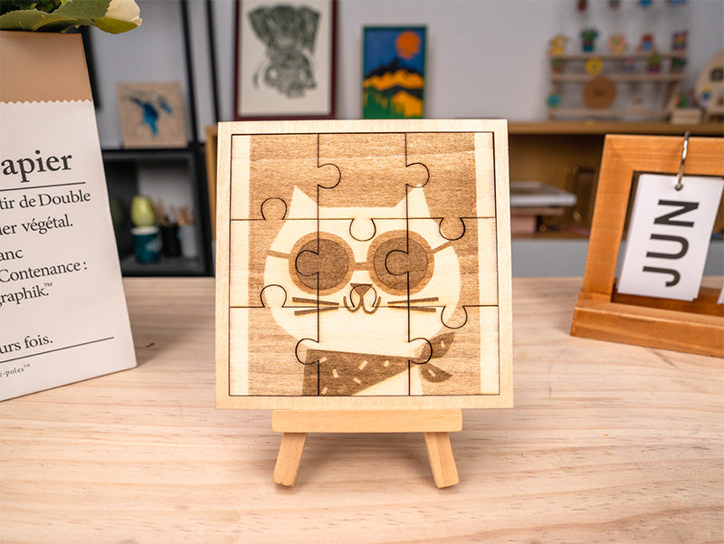 Laser Engraving and Cutting Cat Jigsaw Puzzle