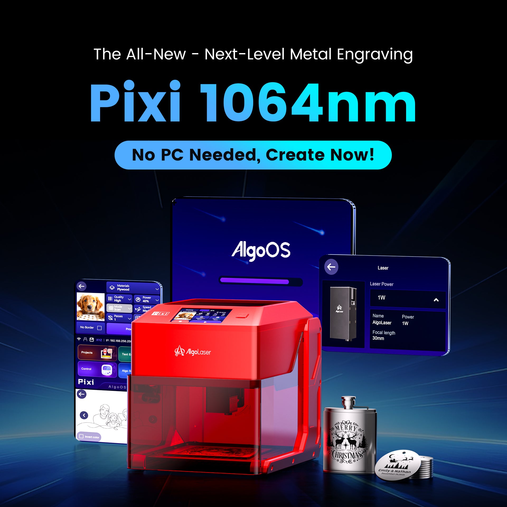 AlgoLaser Pixi 1.5W 1064nm Infrared Smart Laser Engraver with Enclosure(Pre-Order)