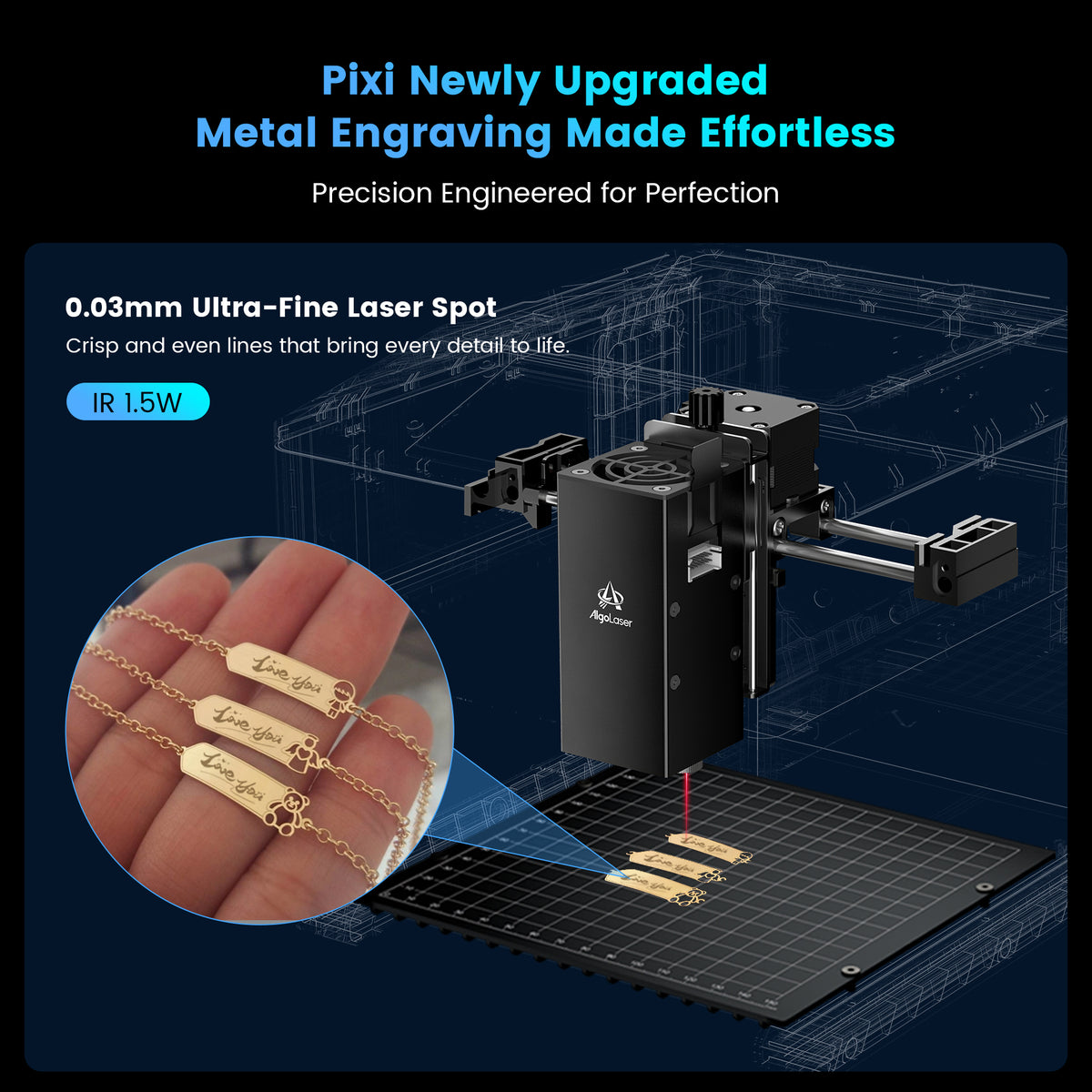 Pixi 1.5W 1064nm Infrared Smart Laser Engraver with Enclosure