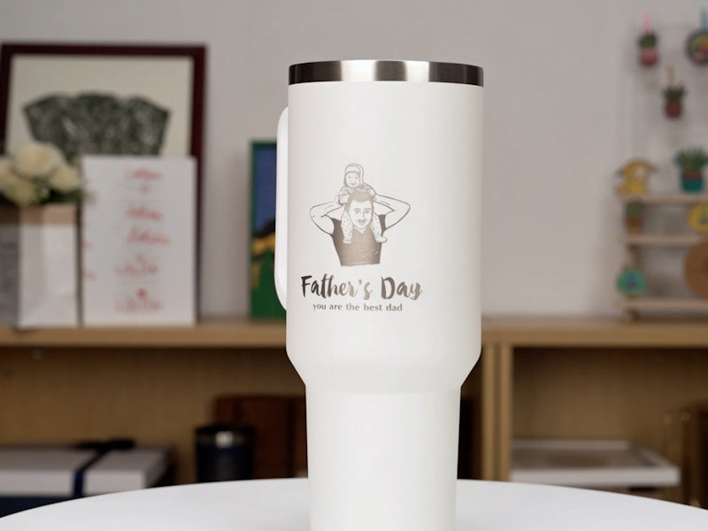 How to Laser Engrave a Stainless Steel Coated Mug for Dad 000