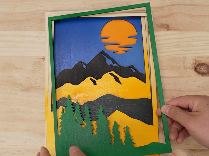 How to Laser Engrave 3D Plywood Sunset Painting Art 000