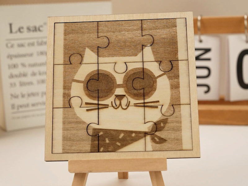 How to Laser Engrave and Cut a Cat Jigsaw Puzzle 000
