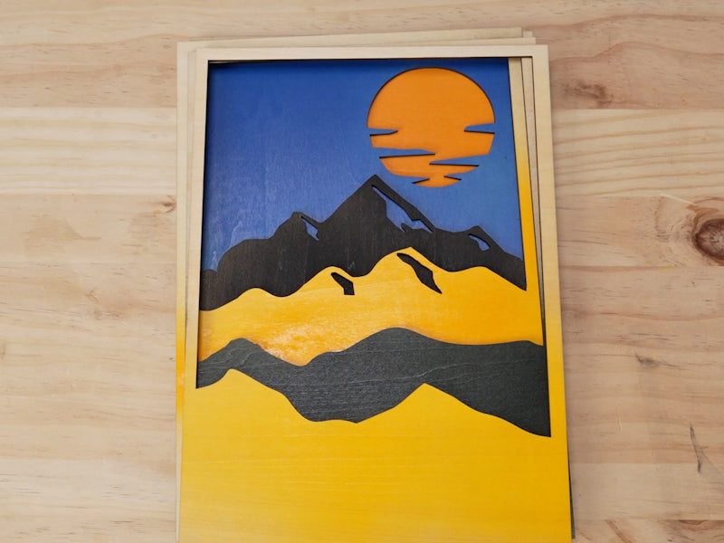 How to Laser Engrave 3D Plywood Sunset Painting Art 005