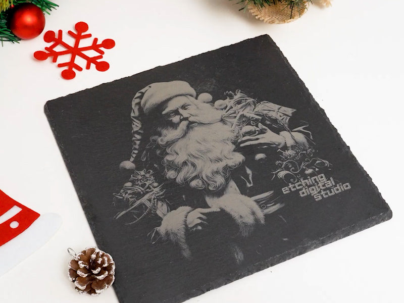 Láser grabador slate santa Claus Coaster 007