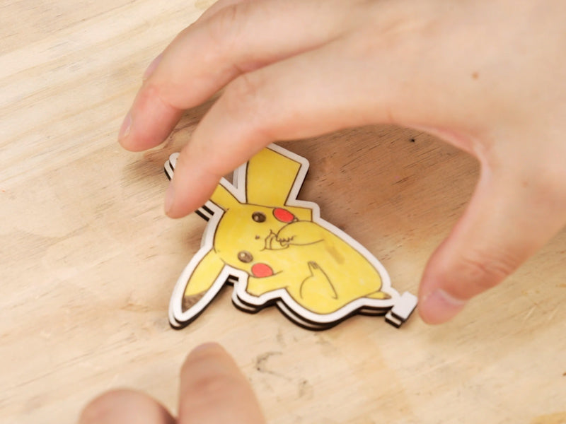 How to Laser Cut a Wooden Cartoon Pikachu Stand with a Laser Engraver 05