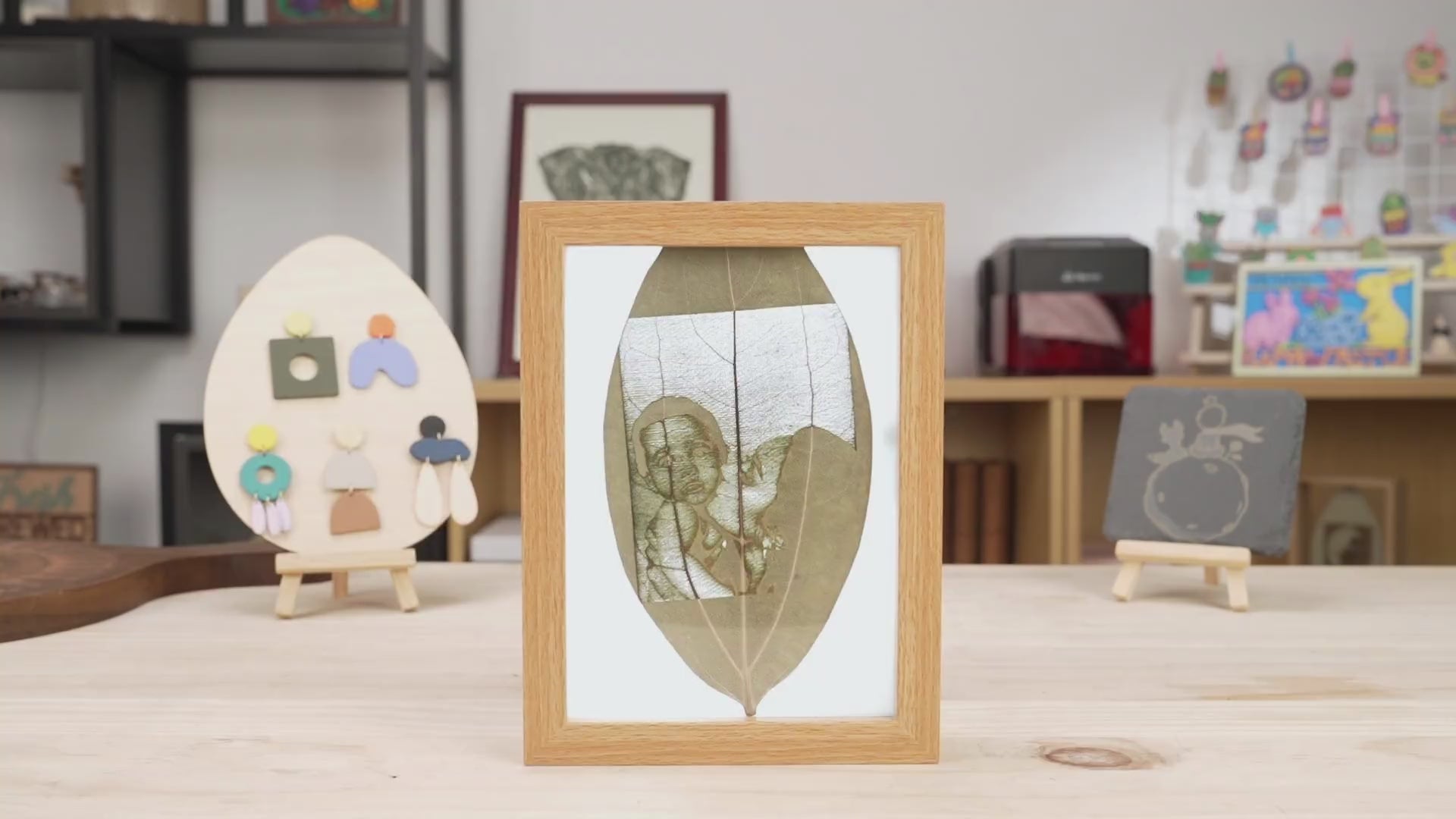 Hojas secas para padres grabados con láser para el día de la madre