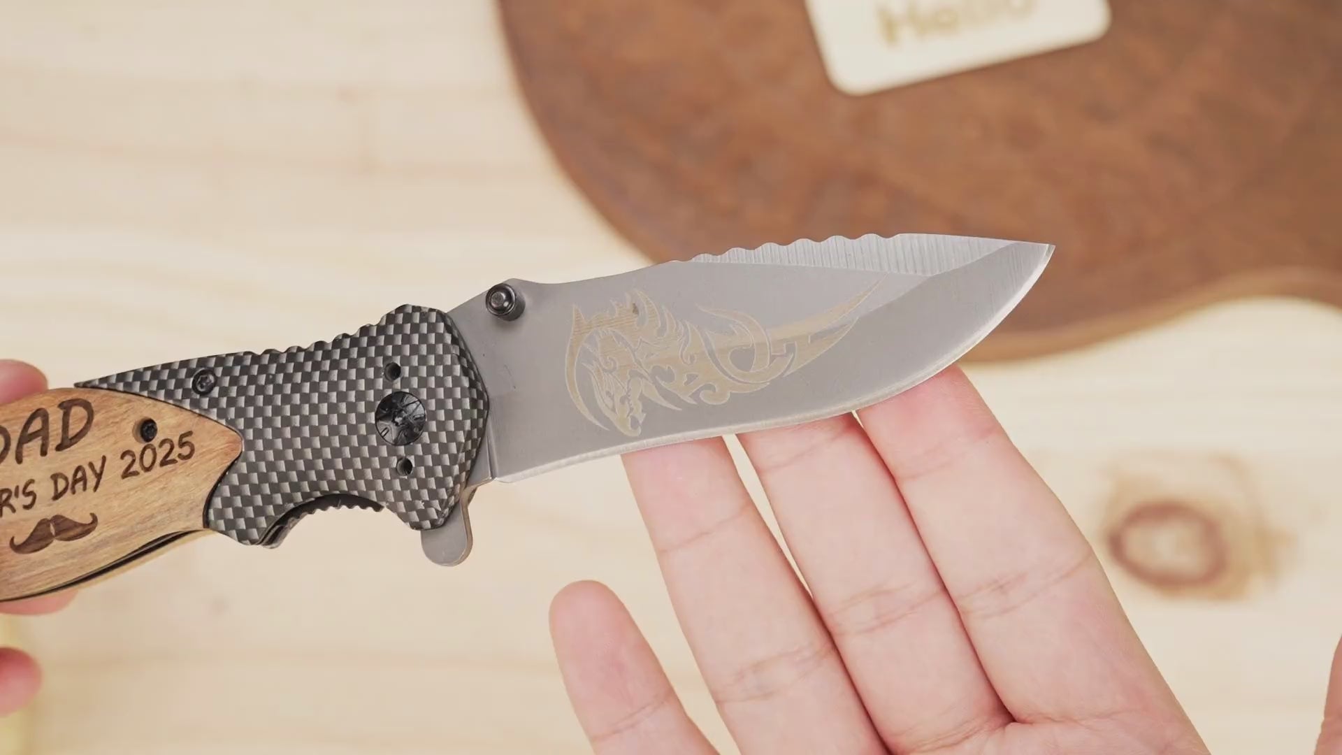Laser Engraved Father's Day Metal Pocket Knife