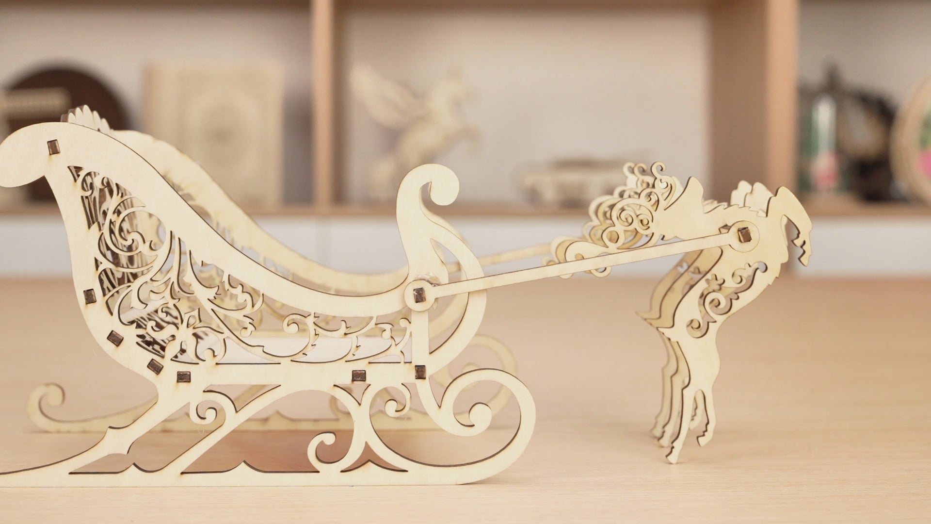 Laser Cut Wooden Christmas Reindeer Sleigh