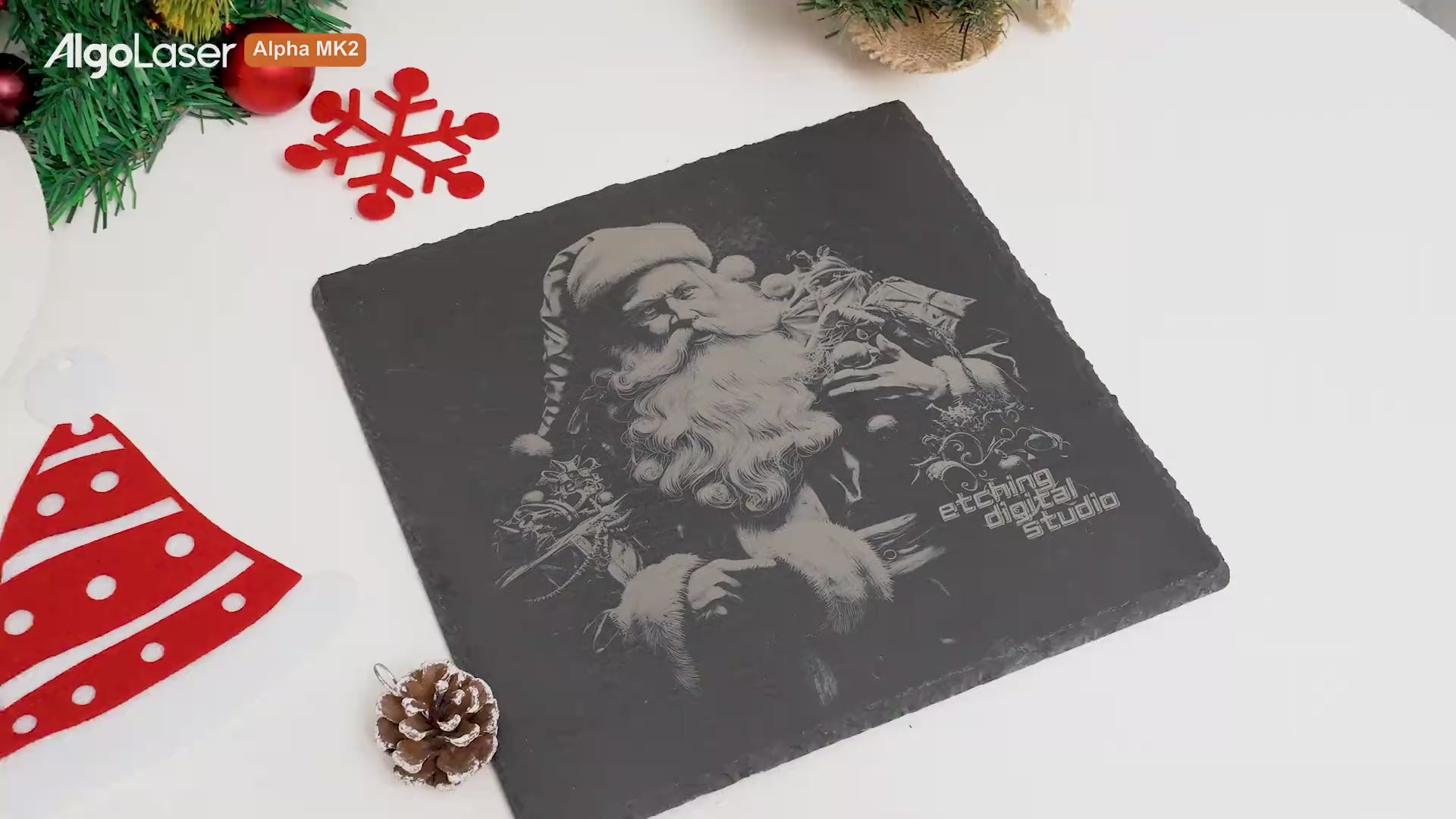 Láser grabador slate santa claus montaña