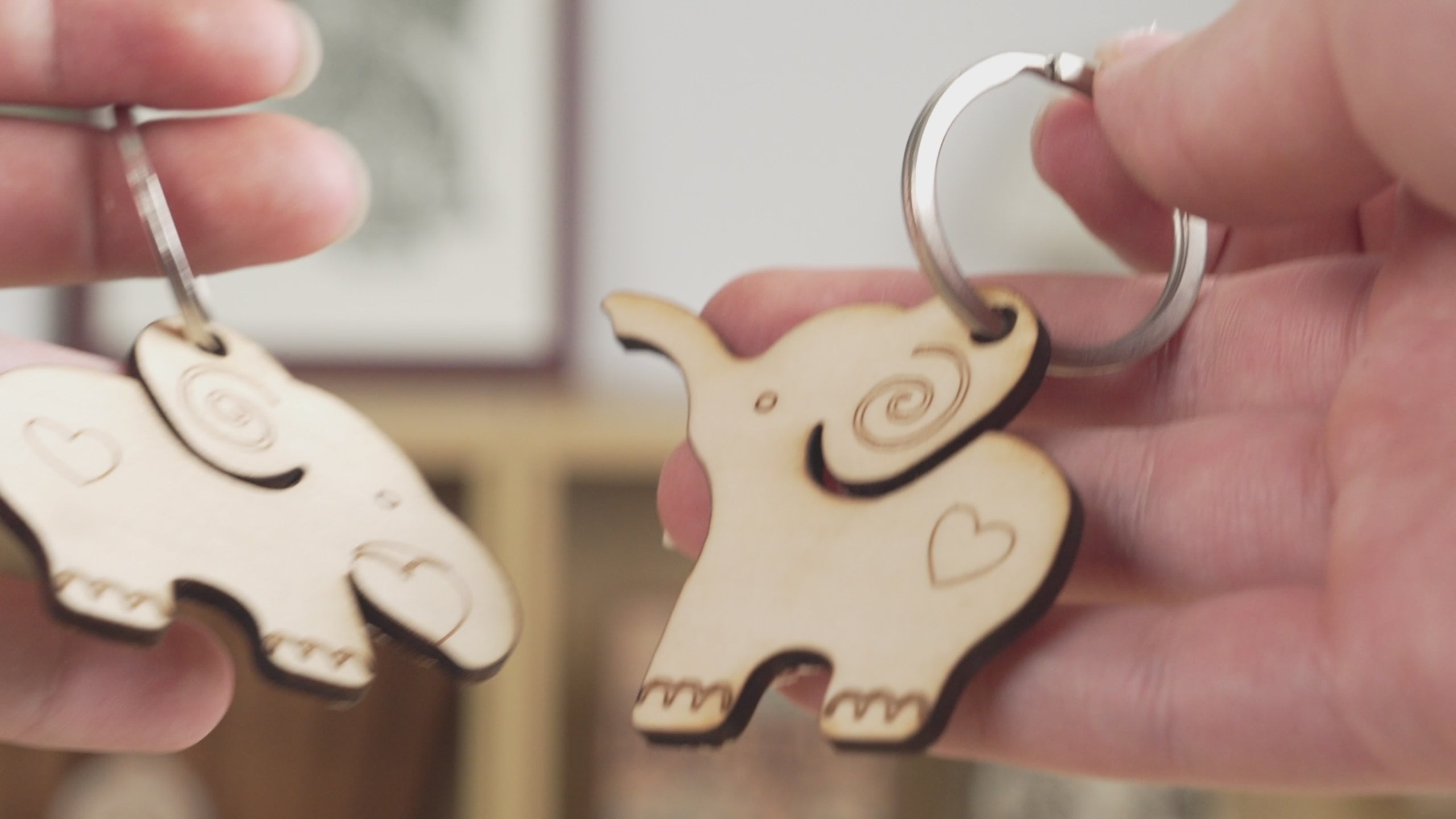 Juego de llaveros de elefante personalizados cortados con láser