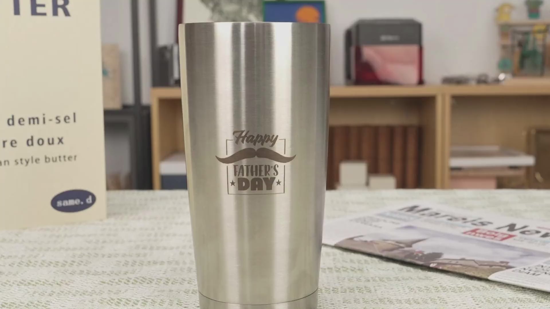 Laser engraved Dad Stainless Steel Water Cup
