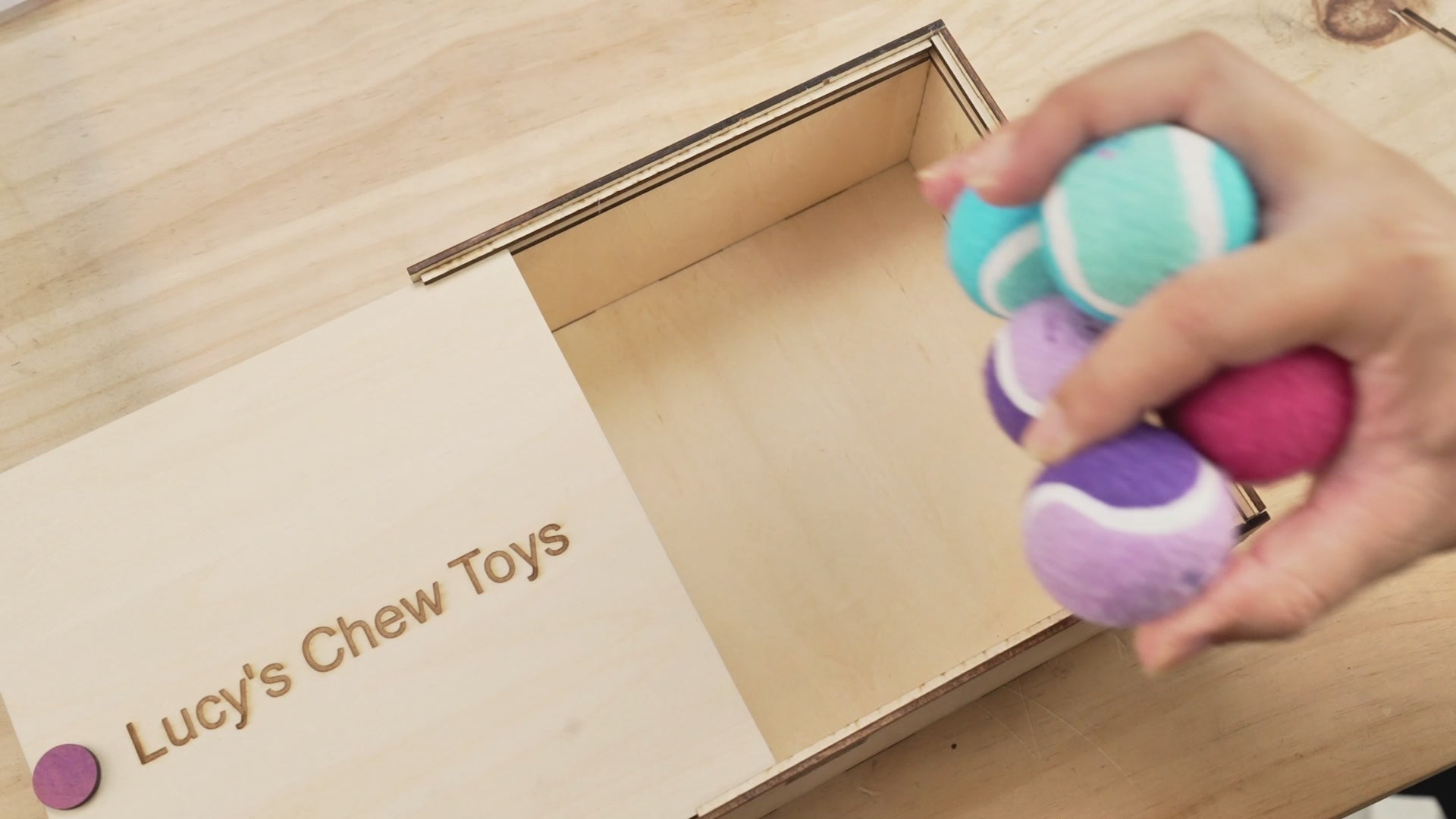 Laser Engraved Wooden Pet Toy Box